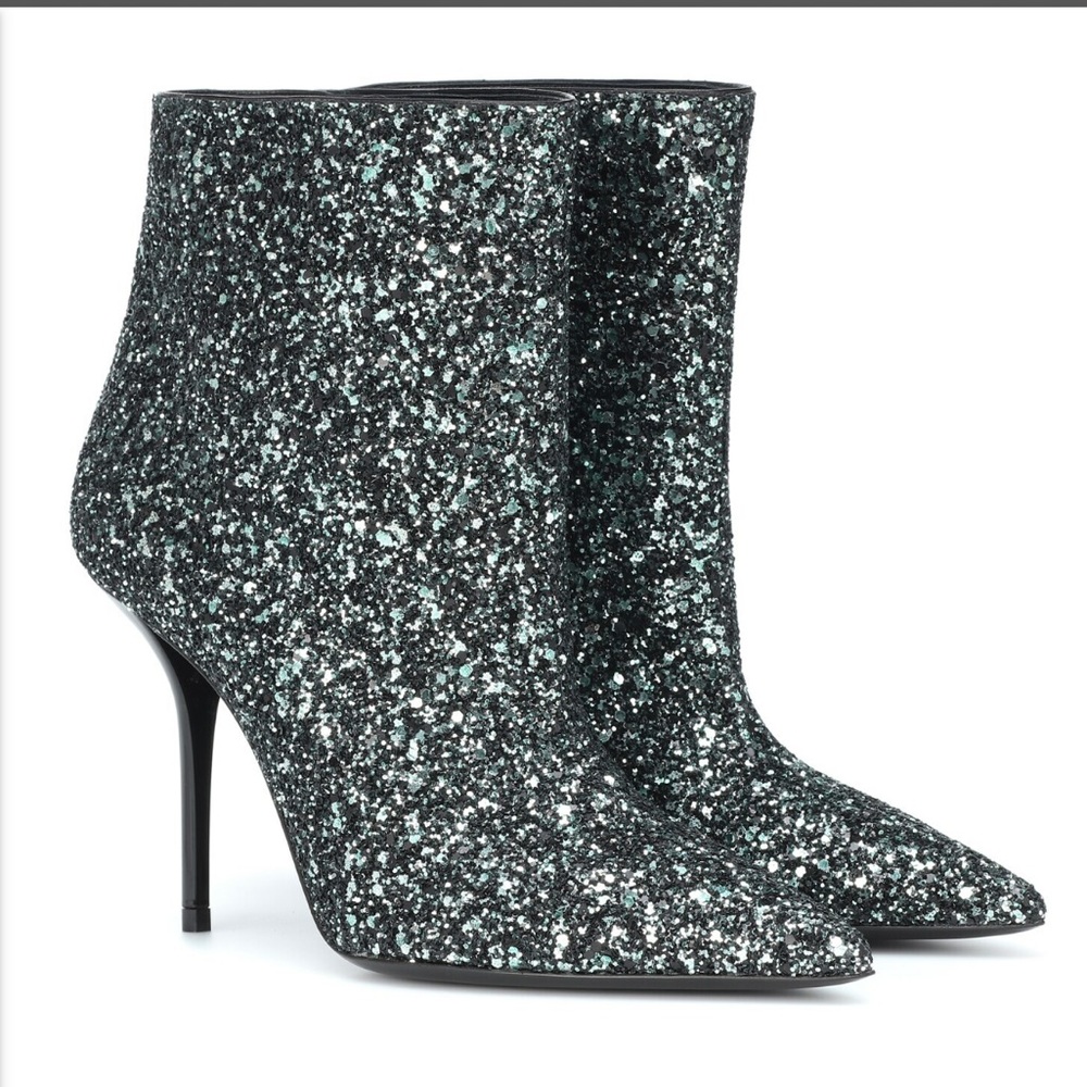 Saint Laurent Pierre 95 Glitter Ankle Boots Sz 37.5